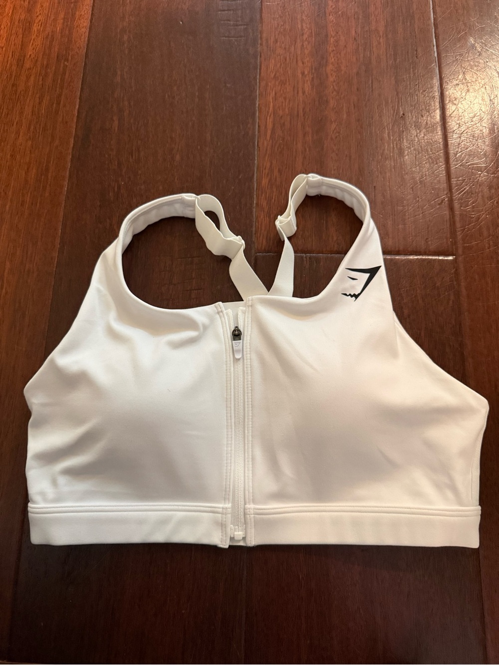 NWOT Gymshark White Front-Zip High Support Sports Bra with Racerback